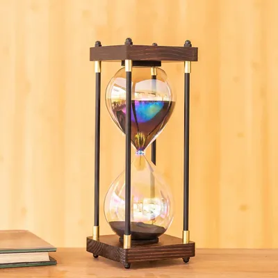 Produktbild von Sanduhr 60 Minuten, 10 x 10 x 25 cm, Glas, Regenbogen, für Büro