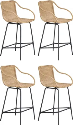 Produktbild von Metall-Insel- und Barstühle-Set mit Rattansitz 65cm MOOREA