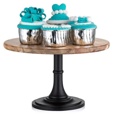 Holz-Kuchenständer 25 cm, schwarz, für Torten & Cupcakes