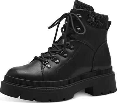 A single black boot on a white background.