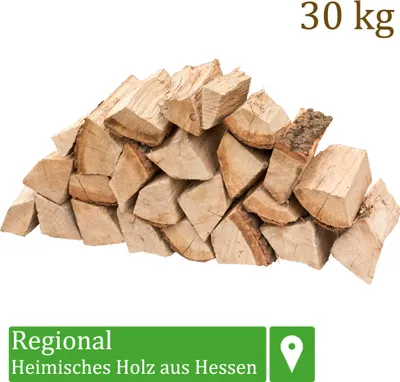 Obrázek produktu pro Palivové dřevo Palivové dřevo Dub 30 kg Pro kamna a krb Ohnivá mísa Grilování Palivové dřevo Polena Dřevo 25 cm sušené v peci Flameup