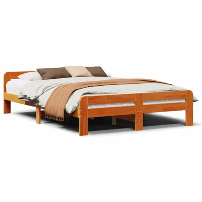 Produktbild von vidaXL Massivholzbett ohne Matratze Wachsbraun 140x200 cm Kiefernholz