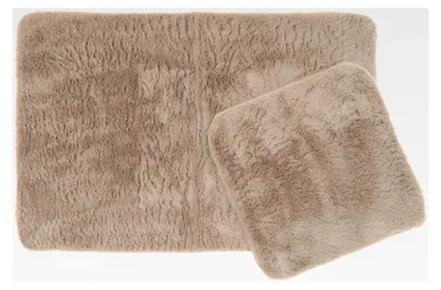 Produktbild von Flauschiger Badteppich Dekofell (Taupe, 2er Set: 60x90cm + 45x45cm)