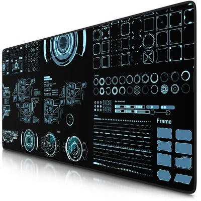 Imagen del producto de Alfombrilla para ratón gaming Titanwolf XXL, 900 x 400 x 3 mm, base para escritorio, lavable, base antideslizante, velocidad y precisión, diseño HUD futurista