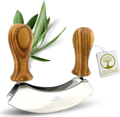 Produktbild von OLIQUE Wiegemesser aus Olivenholz - Hochwertiges Kräutermesser