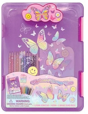 Immagine prodotto di Farfalle: cartellina con clip e set di pastelli