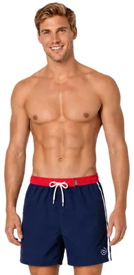 Produktbild von bugatti® - Badeshorts/Badehose für Herren in Marineblau/Navy mit Kontrastfarbe in rot am Bund, Größe 3XL