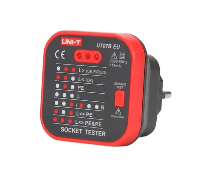 Obrázek produktu pro Uni-t MIE0271 Tester elektrických zásuvek RCD, UT07B-EU