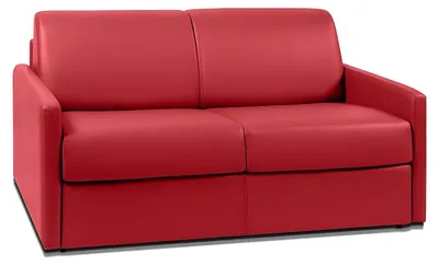 Produktbild von 2-Sitzer Schlafsofa Express mit Kunstleder in Rot und Memoryschaum-Sitzfläche - Liegefläche 120 cm - 22 cm Memoryschaum-Matratze CALIFE