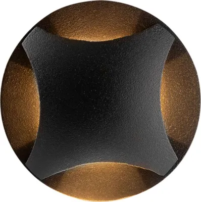 Obrázek produktu pro Vestavné nástěnné svítidlo LED hliníkové Ø 6,2 cm IP65 Černé kulaté teplé bílé 3000 K 60 lm Moderní