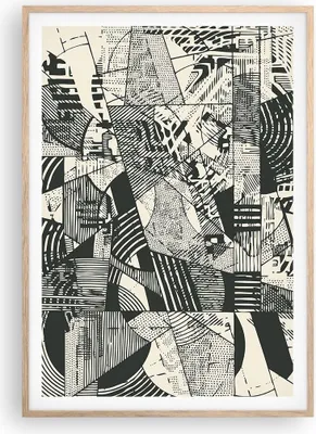 Produktbild von Gerahmtes Poster - Rahmen in heller Eiche - Abstraktion Vintage Schwarz - 70x100 cm - Wand Bild - Wanddeko - Wandbilder - Kunstposter - Wandposter - Bilderrahmen - Bilder - P2NPA70x100-5052