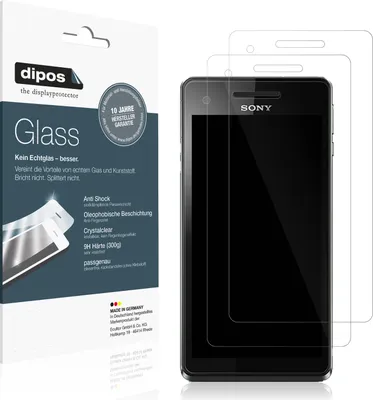 Produktbild von 2x Schutzfolie für Sony Xperia V - Anti-Shock 9H Folie dipos Glass