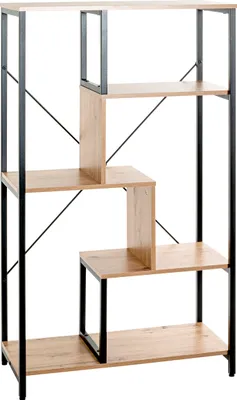 Produktbild von HAKU Regal Büroregal Eiche hell, schwarz  - MDF, Metall, B/H/T: 74x132x35 cm