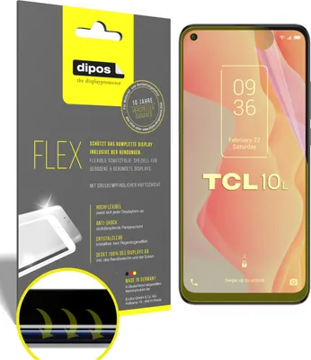 Produktbild von 2x Schutzfolie für TCL 10 5G Folie, 100% Displayabdeckung, dipos Flex