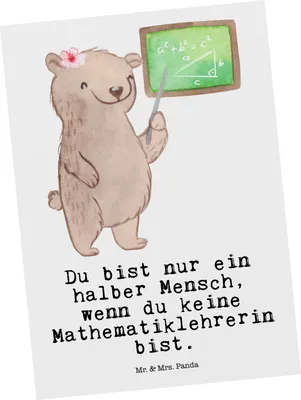 Produktbild von Mr. & Mrs. Panda Grußkarte Mathematiklehrerin Herz - Weiß - Geschenk, Postkarte, Fotokarte, Witzig, Postkarten, bildkarte, Referendariat, Mathe, Lehrer, Ansichtskarten