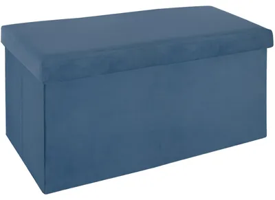 Produktbild von Atmosphera Pouf/Hocker - Aufbewahrungsbox - blau - PU/MDF - 76 x 38 cm