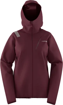 Aequilibrium Lite Gtx Jacke von La Sportiva in dunklem Rot; mit Kapuze und enganliegendem Schnitt.