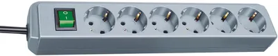 Produktbild von Brennenstuhl Eco-Line Steckdosenleiste mit Schalter 6-fach silbergrau 1,5m H05VV-F 3G1,5, 1159540015
