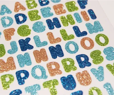 Produktbild von 69 Sticker - Alphabet Blautöne - Glitter - 0,8 cm