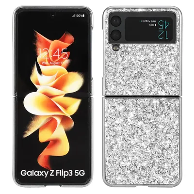 Immagine prodotto di Custodia protettiva per cellulare Samsung Galaxy Z Flip3 5G con effetto glitterato, colore: argento