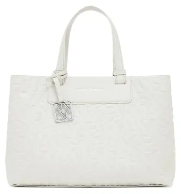 Immagine prodotto di Armani Exchange, borsa "Liz" da donna, modello essenziale, con ciondolo a forma di logo quadrato, colore beige