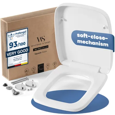 Produktbild von Toilettendeckel – Eckig – Soft-Close-Mechanismus – Abnehmbar – Duroplast – Weiß – Geeignet für Keramag Renova Nr. 1 – Für Badezimmer und WC