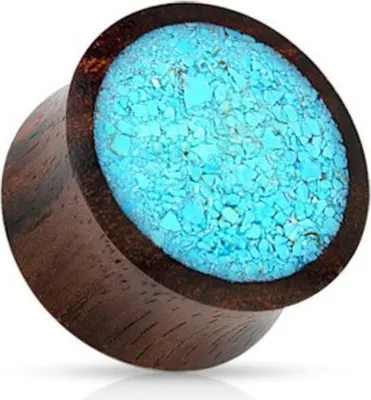 Produktbild von Holz Plug Flesh Ohr Piercing „Türkis“ 08 mm