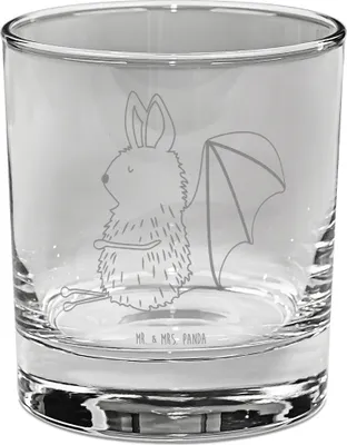 Produktbild von Mr. & Mrs. Panda Glas Fledermaus Sitzen - Transparent - Geschenk, gravur, Motivation, Ginglas, Fledermäuse, Trinkglas, Gute Laune, Tumbler, Entspannen, für Gin