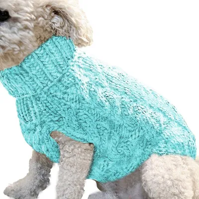 Produktbild von ASKSA Hundepullover Haustier Warmer Mantel Strickwolle Winterpullover für kleine und mittelgroße Hunde(Blau,XL)