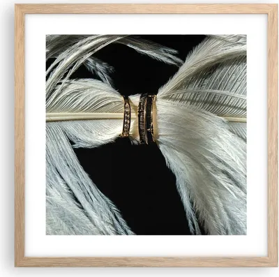 Produktbild von Gerahmtes Poster - Rahmen in heller Eiche - Feder Romantik Ehe - 40x40 cm - Wand Bild - Wanddeko - Wandbilder - Kunstposter - Wandposter - Bilderrahmen - Bilder - Kunstdruck - P2NAC40x40-4909