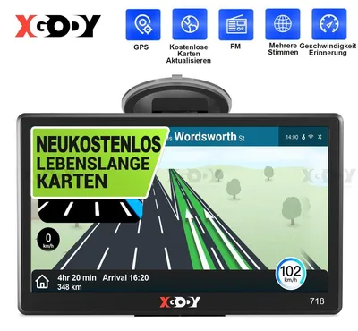Obrázok produktu pre Navigačný prístroj s 7-palcovým dotykovým displejom, GPS navigácia pre osobné automobily, nákladné vozidlá, autobusy, taxíky a bicykle, s 16 GB pamäťou, 3D mapami, asistenom jazdy v pruhoch, hlasovým ovládaním a funkciou vyhľadávania zaujímavých miest (POI)
