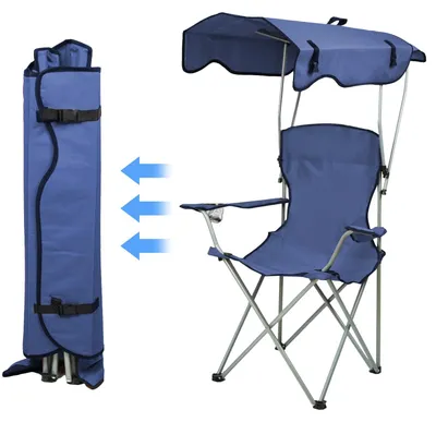 Immagine prodotto di Sedia da campeggio pieghevole con tenda parasole e portabicchieri