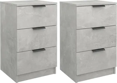 Image de vidaXL Tables de nuit 2 pcs. Gris béton 40x36x65 cm
