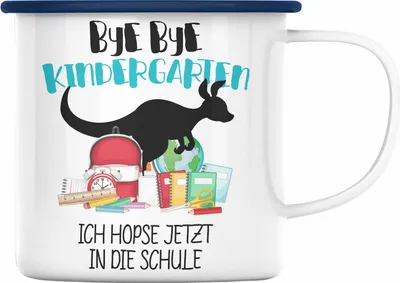 Produktbild von Trendation - Schulkind 2023 Einschulung Mädchen Junge Geschenk Schultüte Emaille Tasse Schulstart 1. Schultag Schuleinführung Schulanfang Geschenkidee (Blau)