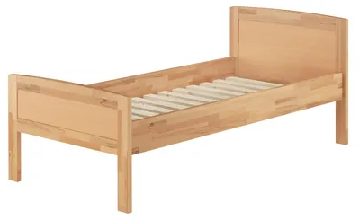 Produktbild von Seniorenbett Einzelbett Buchebett natur 90x200 Futonbett Zubehör wählbar V-60.72-09Rollrost inkl.