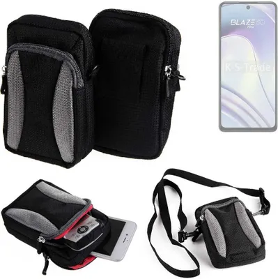 Produktbild von K-S-Trade Holster Schutz Hülle kompatibel mit Lava Blaze Pro 5G Handy Hülle Gürteltasche Umhängetasche mit Zusatzfach schwarz