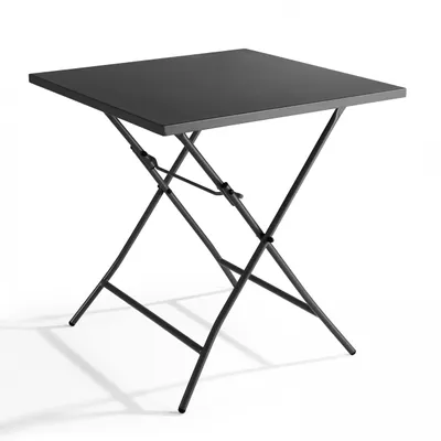 Image de Table de jardin pliante carrée en acier 70 cm 4 places gris - Oviala Palavas