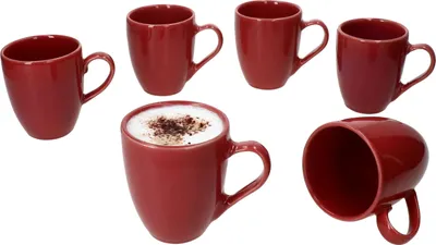 Obrázek produktu pro Mäser 6x Natural hrnek na kávu 270ml červený kameninový hrnek 6 osob hrnek na čaj a kakao