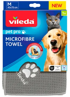 Immagine prodotto di Asciugamano Vileda Pet Pro, microfibra, per asciugare animali domestici, 45x70 cm