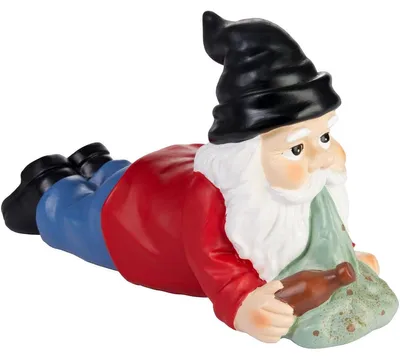 Productafbeelding van Tuinkabouter Dronken Grappig - Brakende Kabouter met Bierfles - 24 cm hoog