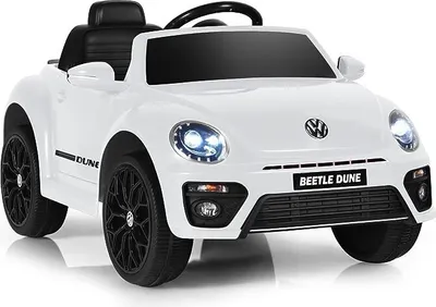 Obrázok produktu pre COSTWAY VW Beetle 12V elektrické autíčko pre deti, s diaľkovým ovládaním 2.4G, detské autíčko na batérie s Bluetooth, USB pripojením a 2 režimami osvetlenia, detské autíčko pre deti od 3 do 8 rokov, biele