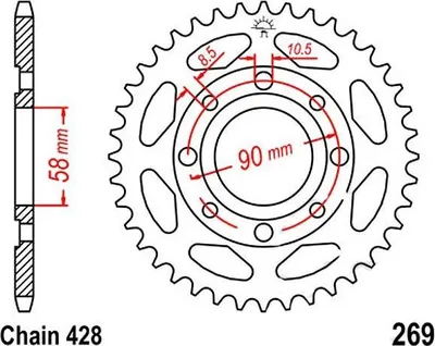 Zdjęcie produktu dla Zębatka Tylna Stalowa Jt R269-35, 35Z, Rozmiar 428