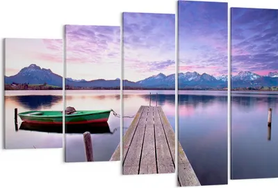 Produktbild von Bild auf Leinwand - Leinwandbild - See Berge Wasser - 150x100cm - Wand Bild - Wanddeko - Leinwanddruck - Bilder - Kunstdruck - Wanddekoration - Leinwand bilder - Wandkunst - EG150x100-3671