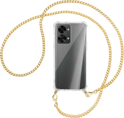 Produktbild von Handykette Backcover-Schutzhülle mit Band (Metall goldfarben) für OnePlus Nord 2T (CPH2399, 6.43'') - goldfarbene Kette