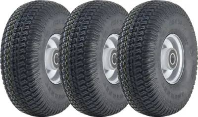 Obrázok produktu pre 11x4.00-4 Pneumatiky na kosačky na trávu a oceľové ráfiky P332 20 mm ložiská 145 kg (sada 3)