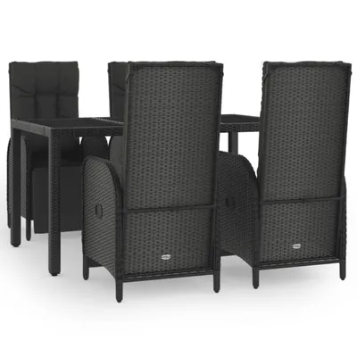 Produktbild von vidaXL 5-tlg. Garten-Essgruppe mit Kissen Schwarz Poly Rattan