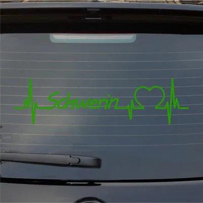 Produktbild von Heckscheibenaufkleber Schwerin Herzschlag Puls Stadt Liebe 55x14 cm Hellgrün Auto Aufkleber Sticker