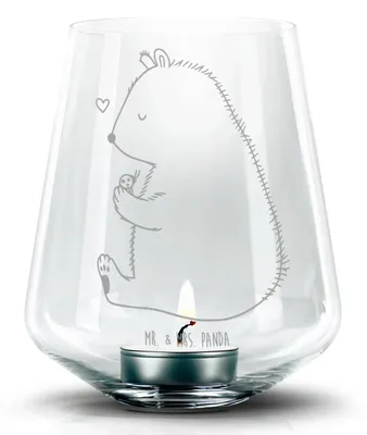 Produktbild von Mr. & Mrs. Panda Teelichthalter Bär Marienkäfer - Transparent - Geschenk, Teddy, Laterne, Kerzenglas, gravur glas, Das Leben Ist schön, Motivation, Liebe, Freiheit