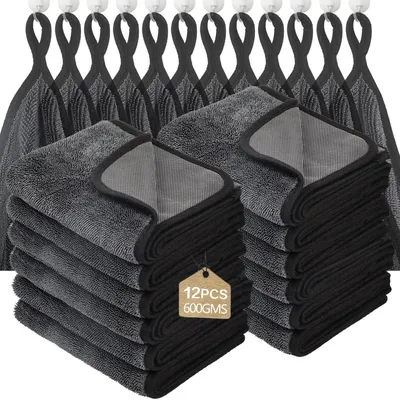 Obrázek produktu pro Balení 12 kusů šedých utěrek z mikrovlákna, rozměr 60x40 cm, vysoká savost, nezanechává stopy