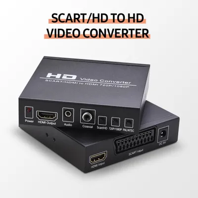Obrázok produktu pre Prevodník SCART/HD na HD Podpora rozlíšení 720p/1080p Prepínanie medzi PAL a NTSC SCART HD vstup HD 3,5 mm audio koaxiálny výstup Európska zástrčka